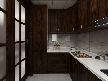 132㎡新中式风格厨房装修效果图